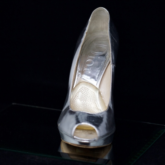 dior silver heels
